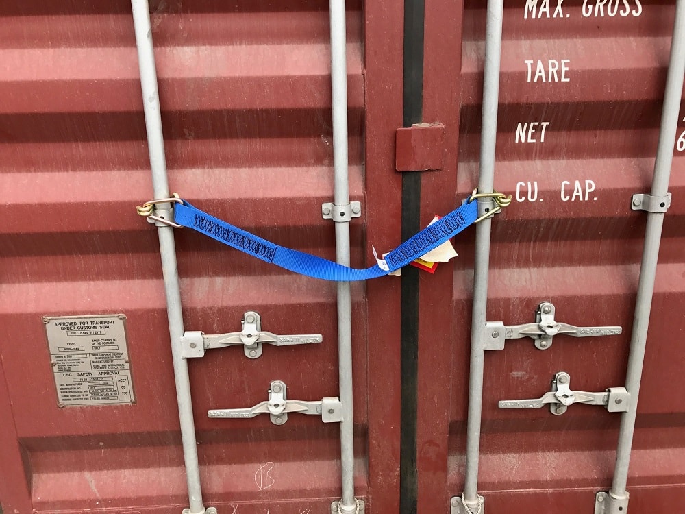 Container door safety straps