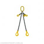 8mm Grade 80 2 Leg 3000mm Chain Assembly fitted with shortening hooks and safety hooks