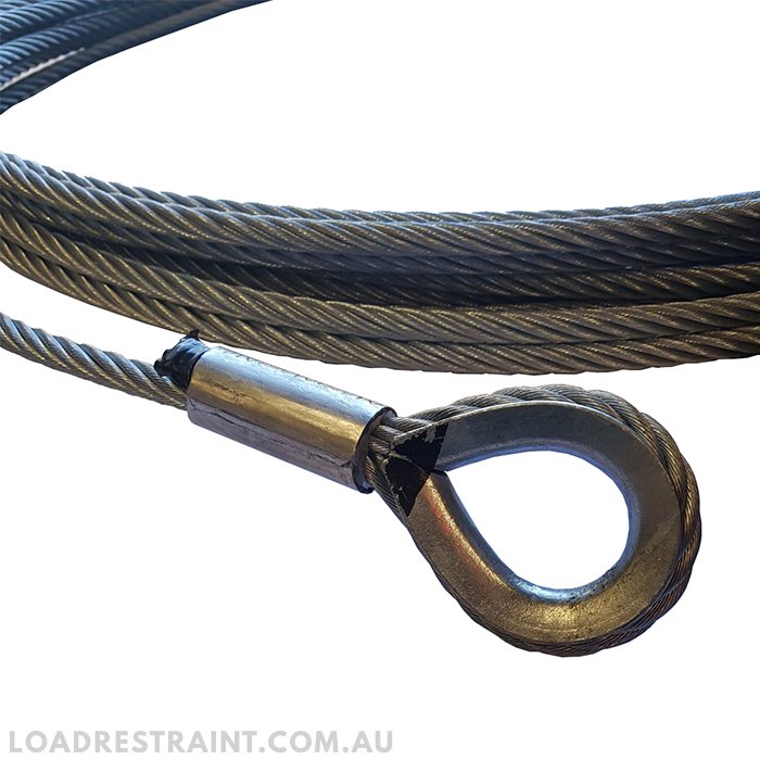 Winch Cable 11mm x 25mtr Steel Core With A Thimble Eye & Tapered End